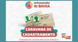 Governo da Bahia promove Caravana para emissão da Carteira Nacional de Artesã(ão): dias 14 e 15 em Paulo Afonso O gabinete do vereador Valmir Rocha a través da Secretaria do Trabalho, Emprego, Renda e Esporte-SETRE do Estado da Bahia, estará apoiando a ação de Cadastramento da CNA – Carteira Nacional do Artesão a través da Caravana Indígena e não Indígena de artesãs e artesãos do Território de Itaparica, cujo objetivo será atender direta e indiretamente povos originários e demais artesãs e artesãos no município Paulo Afonso, dias 14 e 15/09 com a emissão ou renovação da Carteira Nacional do Artesão (CNA). Dia 06/09 (quarta-feira) às 14 horas a SETRE promove encontro virtual com os municípios do Território Itaparica (Abaré, Chorrochó, Glória, Macururé, Paulo Afonso e Rodelas) para falar sobre a Base Conceitual do Artesanato Brasileiro. Na oportunidade, também será explicado todo o procedimento para emissão da Carteira Nacional de Artesã(ão). Anote aí! Encontro Virtual Data: 06/09 - Quarta-feira Horário: 14 horas Acesso: https://bit.ly/3P2wlou Caravana Indígena e não Indígena de artesãs e artesãos Macururé: 11/09 Rodelas: 12 e 13/09 Paulo Afonso: 14 e 15/09