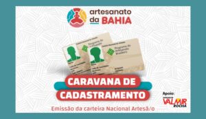 Governo da Bahia promove Caravana para emissão da Carteira Nacional de Artesã(ão): dias 14 e 15 em Paulo Afonso O gabinete do vereador Valmir Rocha a través da Secretaria do Trabalho, Emprego, Renda e Esporte-SETRE do Estado da Bahia, estará apoiando a ação de Cadastramento da CNA – Carteira Nacional do Artesão a través da Caravana Indígena e não Indígena de artesãs e artesãos do Território de Itaparica, cujo objetivo será atender direta e indiretamente povos originários e demais artesãs e artesãos no município Paulo Afonso, dias 14 e 15/09 com a emissão ou renovação da Carteira Nacional do Artesão (CNA). Dia 06/09 (quarta-feira) às 14 horas a SETRE promove encontro virtual com os municípios do Território Itaparica (Abaré, Chorrochó, Glória, Macururé, Paulo Afonso e Rodelas) para falar sobre a Base Conceitual do Artesanato Brasileiro. Na oportunidade, também será explicado todo o procedimento para emissão da Carteira Nacional de Artesã(ão). Anote aí! Encontro Virtual Data: 06/09 - Quarta-feira Horário: 14 horas Acesso: https://bit.ly/3P2wlou Caravana Indígena e não Indígena de artesãs e artesãos Macururé: 11/09 Rodelas: 12 e 13/09 Paulo Afonso: 14 e 15/09